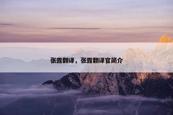 张露翻译，张露翻译官简介