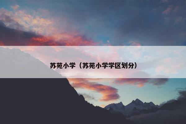 苏苑小学（苏苑小学学区划分）