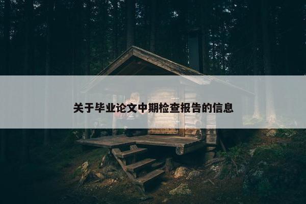 关于毕业论文中期检查报告的信息