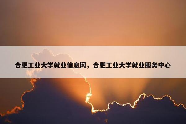 合肥工业大学就业信息网，合肥工业大学就业服务中心