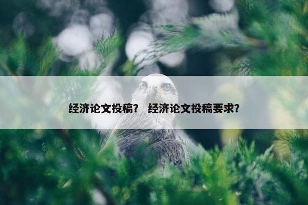 经济论文投稿？ 经济论文投稿要求？