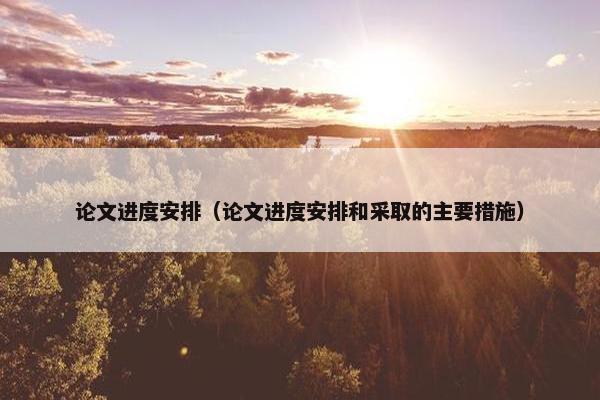 论文进度安排（论文进度安排和采取的主要措施）