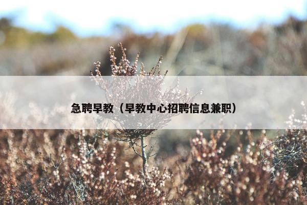 急聘早教（早教中心招聘信息兼职）