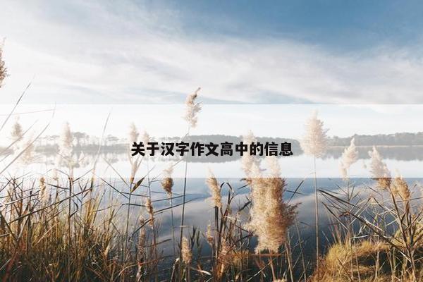 关于汉字作文高中的信息