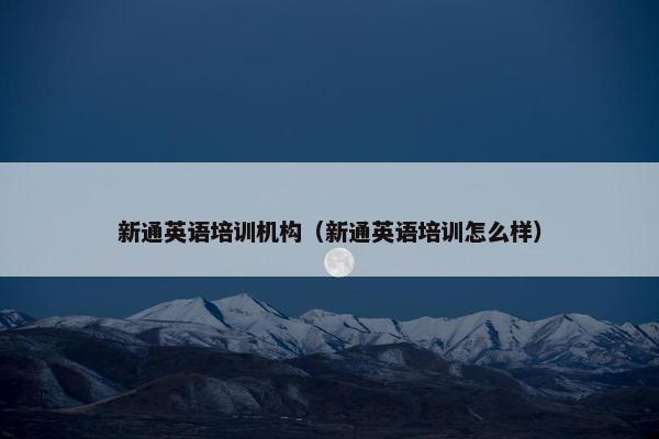 新通英语培训机构（新通英语培训怎么样）
