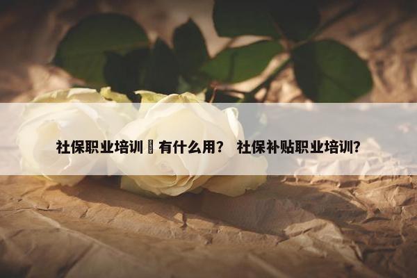 社保职业培训劵有什么用？ 社保补贴职业培训？