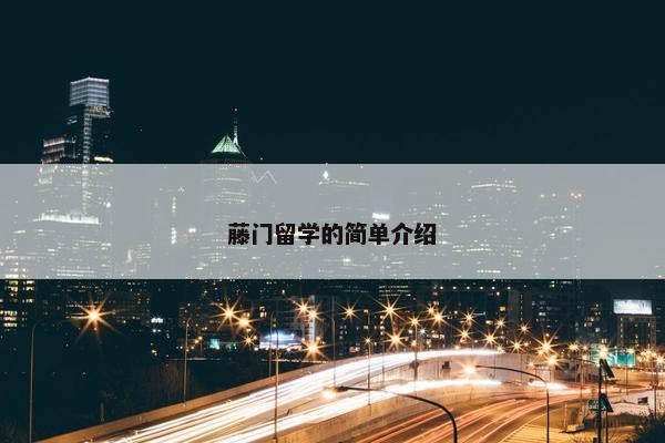 藤门留学的简单介绍