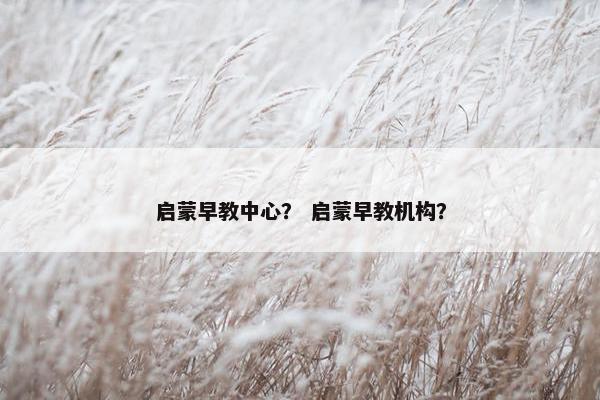 启蒙早教中心？ 启蒙早教机构？