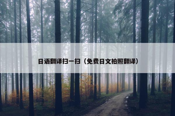 日语翻译扫一扫（免费日文拍照翻译）