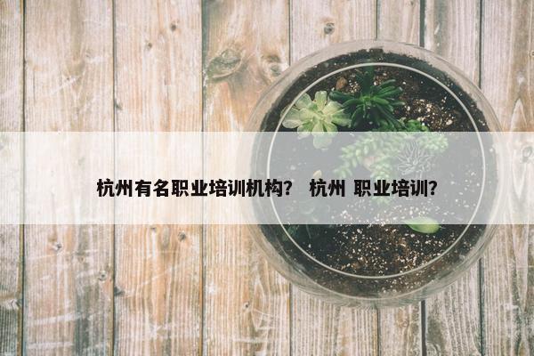 杭州有名职业培训机构？ 杭州 职业培训？