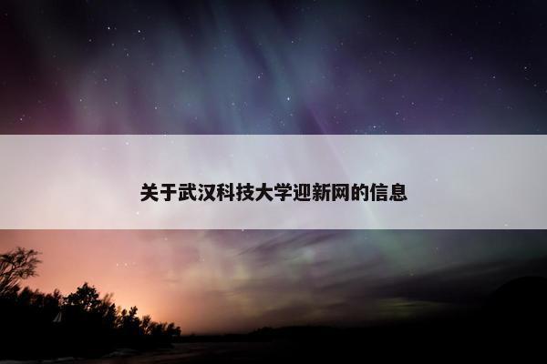 关于武汉科技大学迎新网的信息