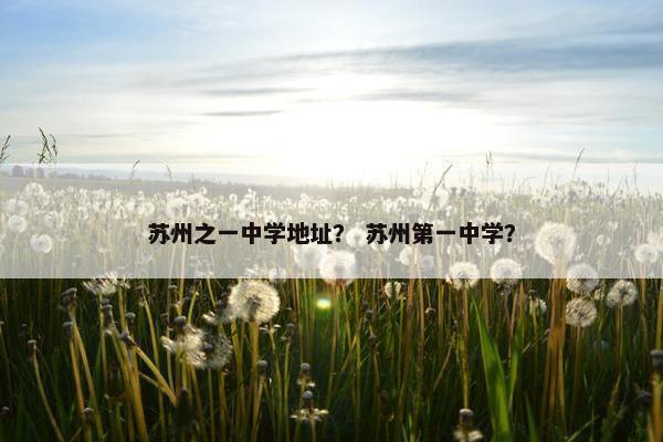苏州之一中学地址？ 苏州第一中学？