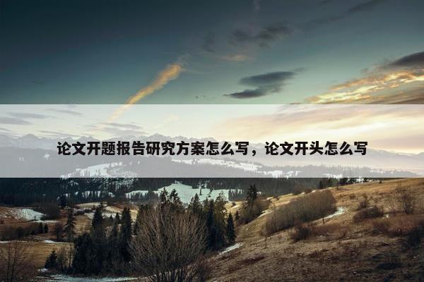 论文开题报告研究方案怎么写，论文开头怎么写