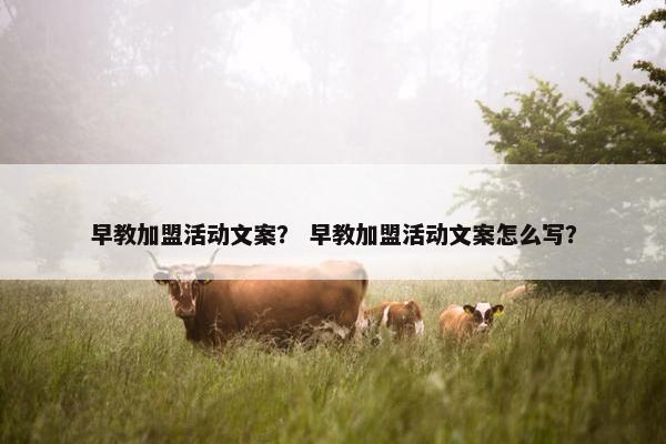 早教加盟活动文案？ 早教加盟活动文案怎么写？