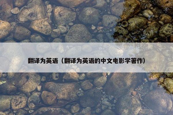 翻译为英语（翻译为英语的中文电影学著作）