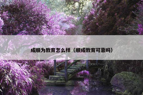 成顺为教育怎么样（顺成教育可靠吗）