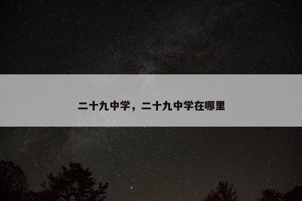 二十九中学，二十九中学在哪里