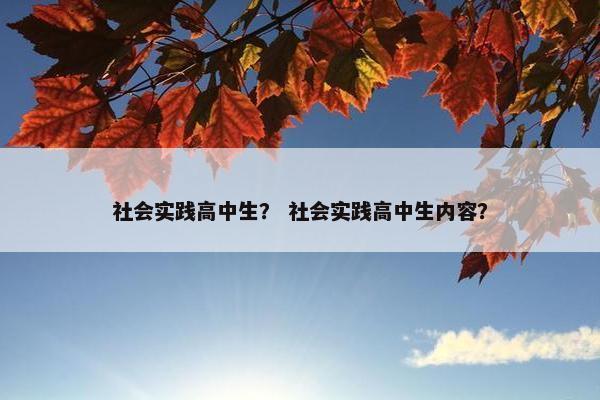社会实践高中生？ 社会实践高中生内容？