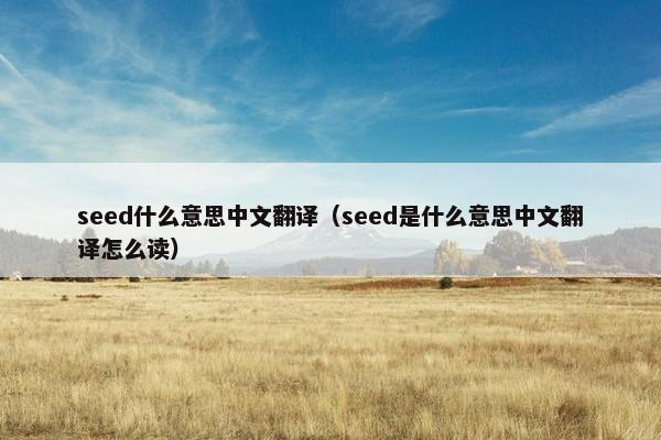 seed什么意思中文翻译（seed是什么意思中文翻译怎么读）