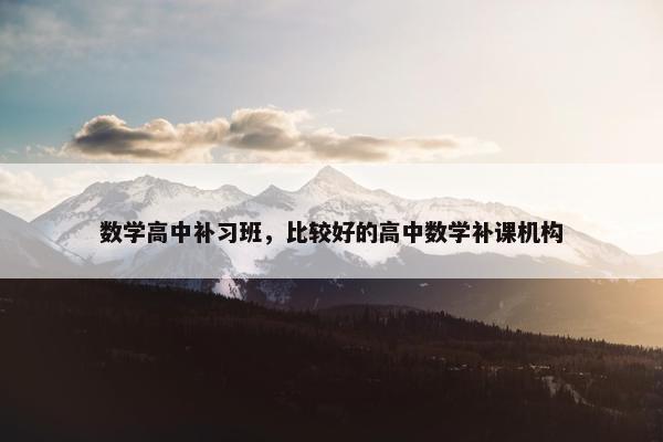 数学高中补习班，比较好的高中数学补课机构
