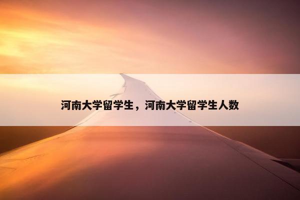 河南大学留学生，河南大学留学生人数