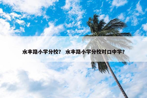 水丰路小学分校？ 水丰路小学分校对口中学？