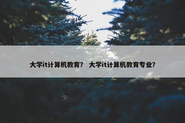 大学it计算机教育？ 大学it计算机教育专业？