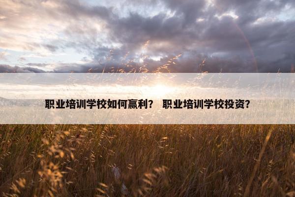 职业培训学校如何赢利？ 职业培训学校投资？