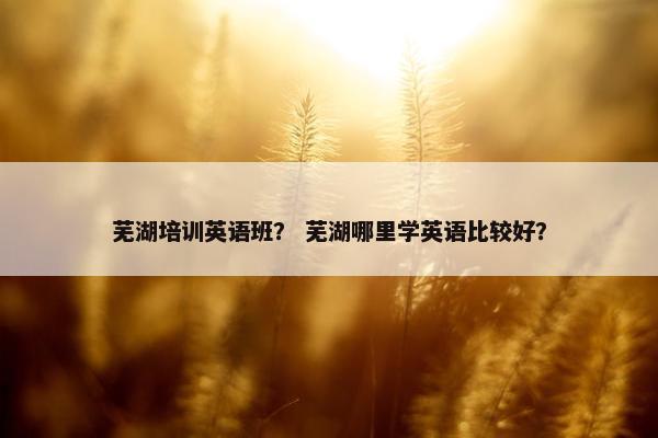 芜湖培训英语班？ 芜湖哪里学英语比较好？