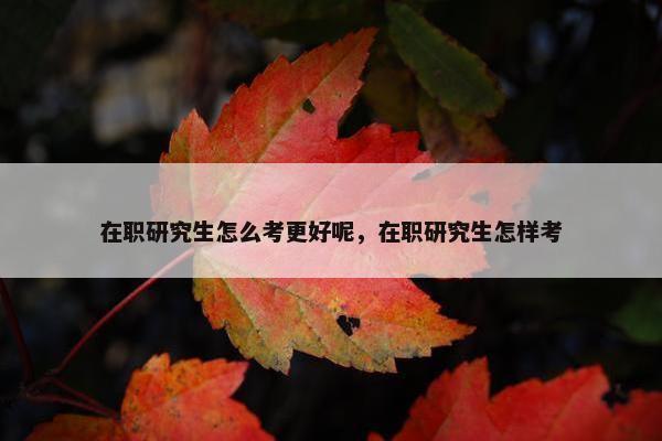 在职研究生怎么考更好呢，在职研究生怎样考