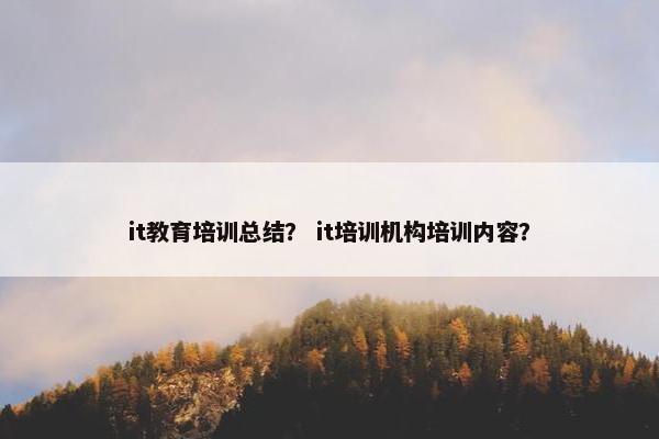 it教育培训总结？ it培训机构培训内容？