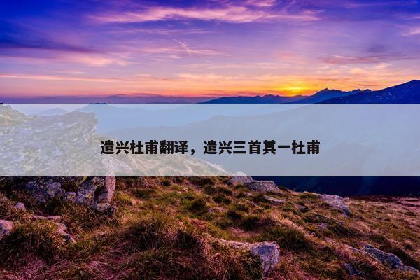 遣兴杜甫翻译，遣兴三首其一杜甫
