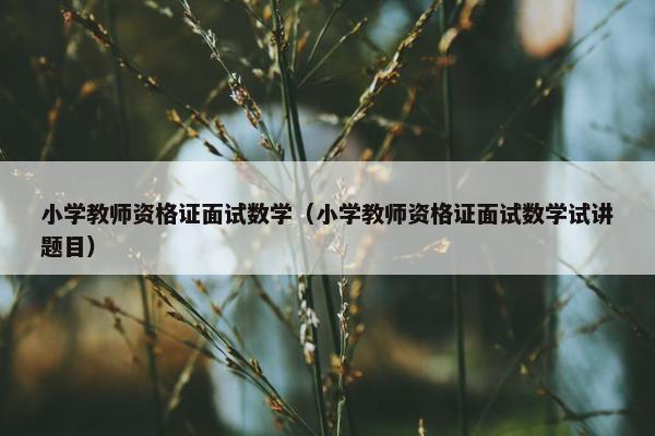 小学教师资格证面试数学（小学教师资格证面试数学试讲题目）
