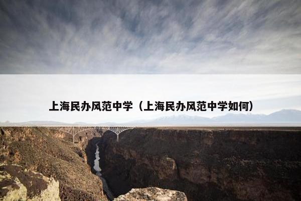 上海民办风范中学（上海民办风范中学如何）