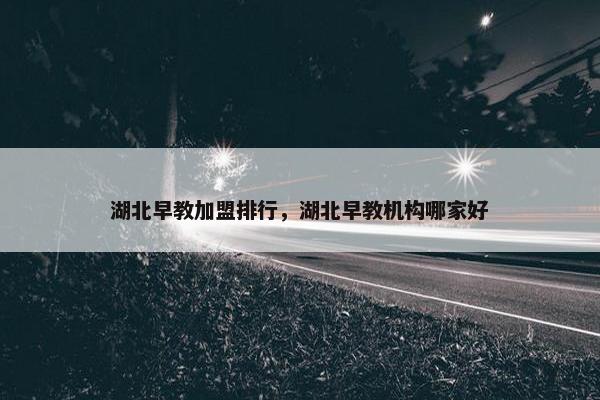 湖北早教加盟排行，湖北早教机构哪家好