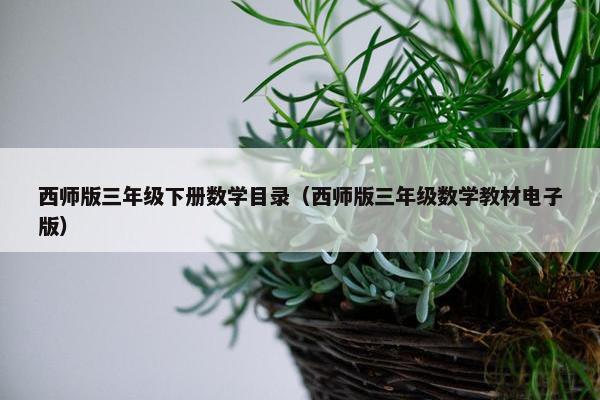 西师版三年级下册数学目录（西师版三年级数学教材电子版）