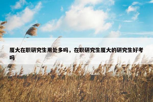 厦大在职研究生用处多吗，在职研究生厦大的研究生好考吗