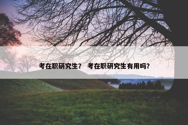 考在职研究生？ 考在职研究生有用吗？