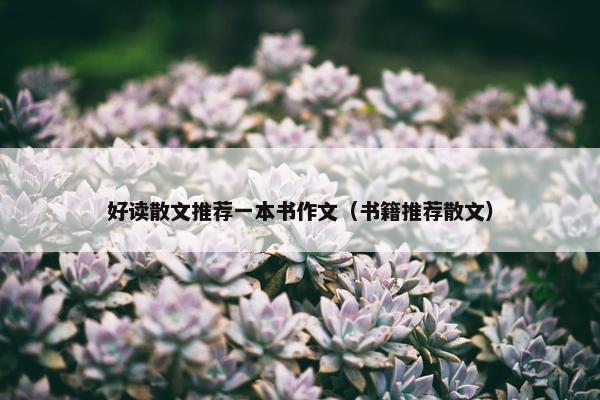 好读散文推荐一本书作文（书籍推荐散文）