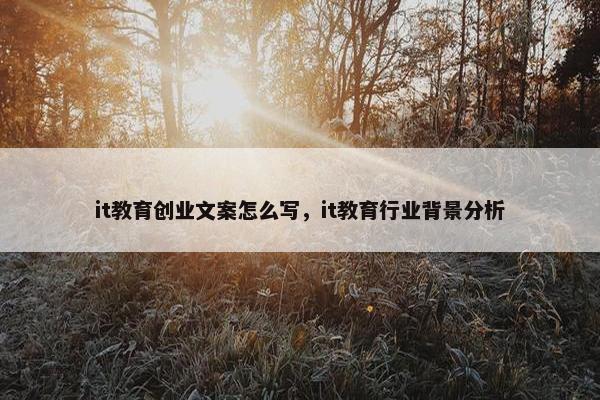 it教育创业文案怎么写，it教育行业背景分析