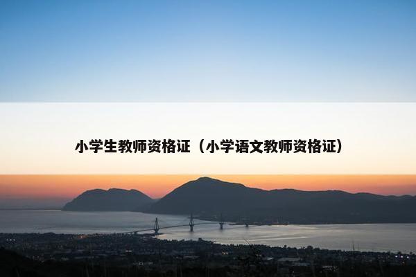 小学生教师资格证（小学语文教师资格证）