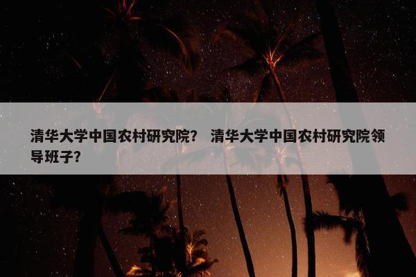 清华大学中国农村研究院？ 清华大学中国农村研究院领导班子？