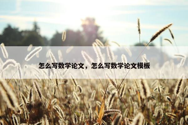 怎么写数学论文，怎么写数学论文模板