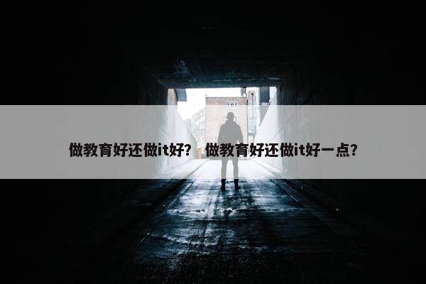 做教育好还做it好？ 做教育好还做it好一点？