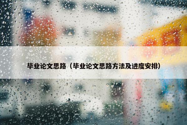 毕业论文思路（毕业论文思路方法及进度安排）