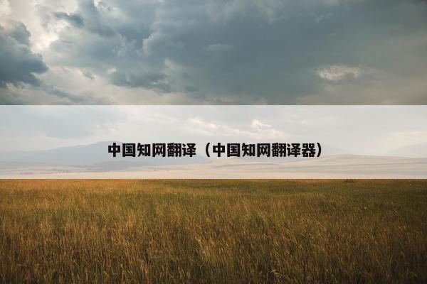 中国知网翻译（中国知网翻译器）