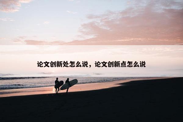 论文创新处怎么说，论文创新点怎么说