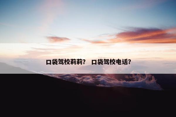 口袋驾校莉莉？ 口袋驾校电话？