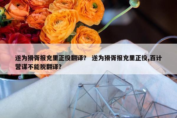 遂为猾胥报充里正役翻译？ 遂为猾胥报充里正役,百计营谋不能脱翻译？