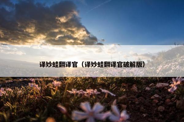 译妙蛙翻译官（译妙蛙翻译官破解版）